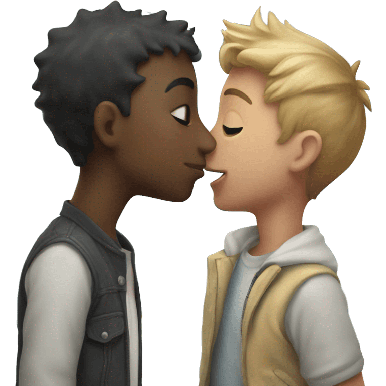 Gay shark kissing with a boy emoji