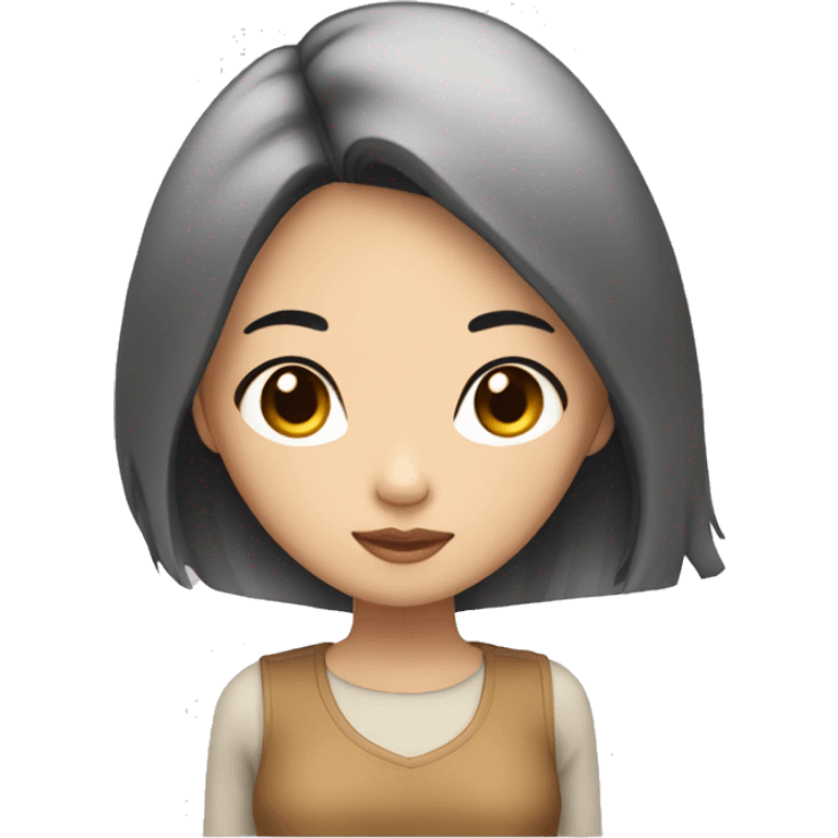 asian girl with black hair and blond highlights  emoji