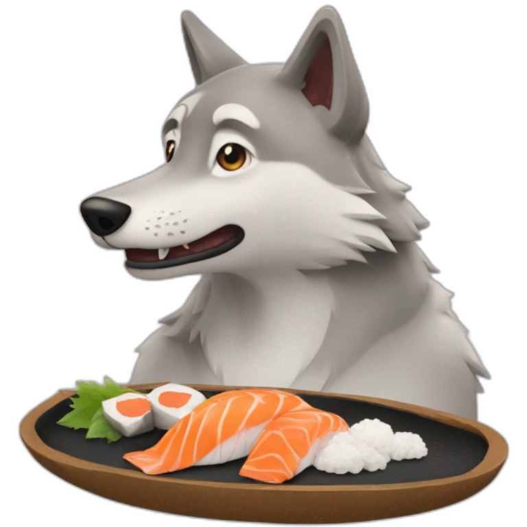 Loup qui mange des sushis  emoji