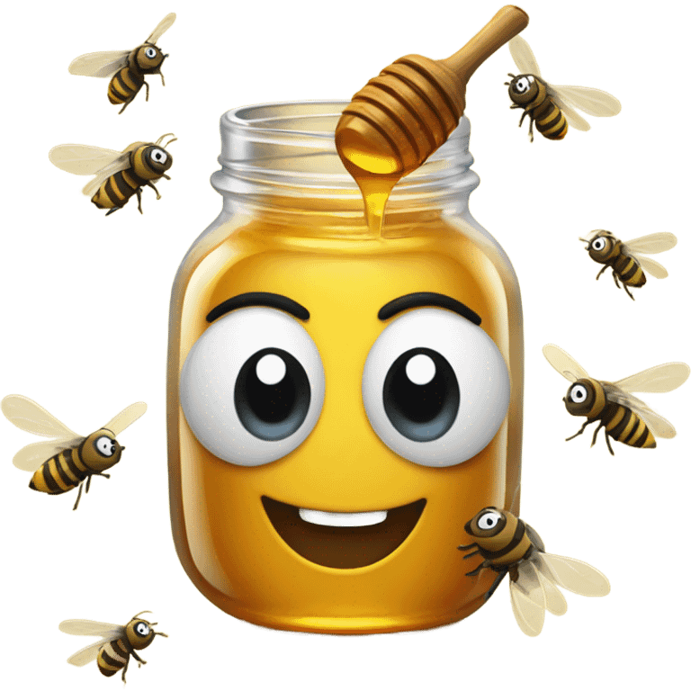 emoji eating honey with flys emoji