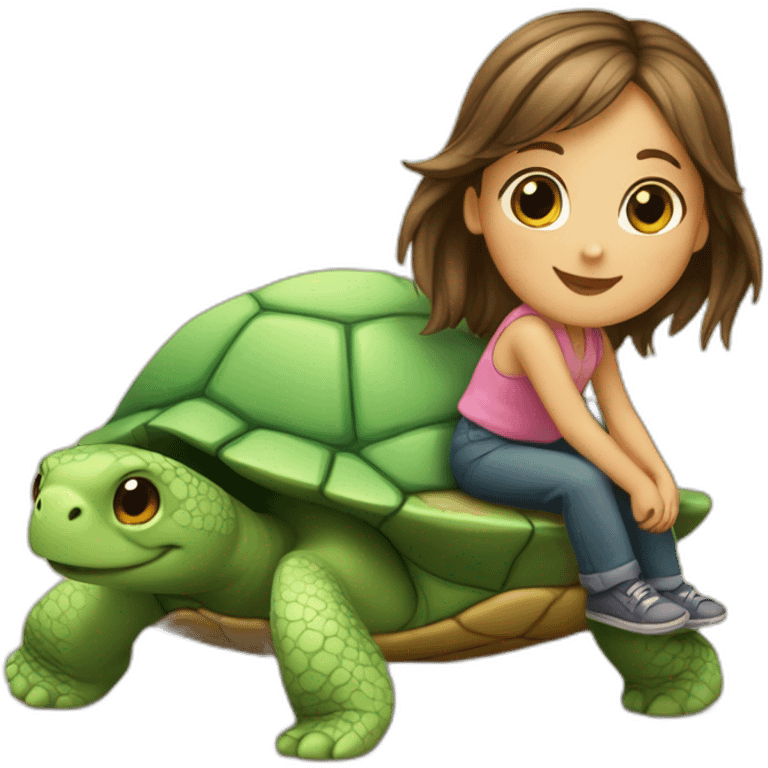 Petite fille sur une tortue emoji