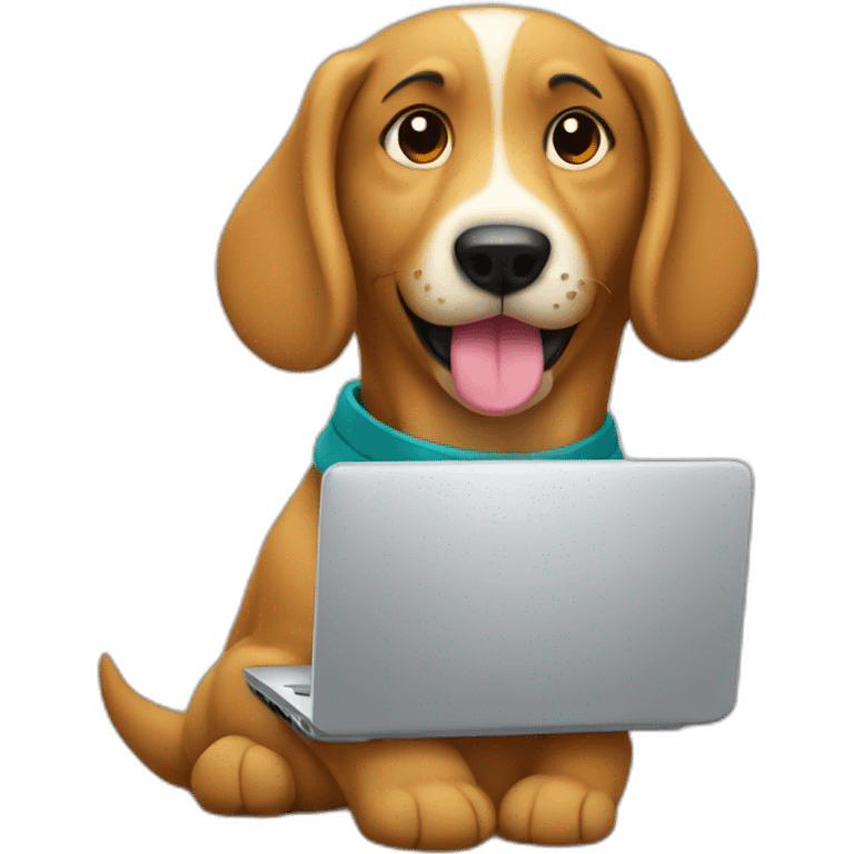 Perro vendiendo por laptop emoji