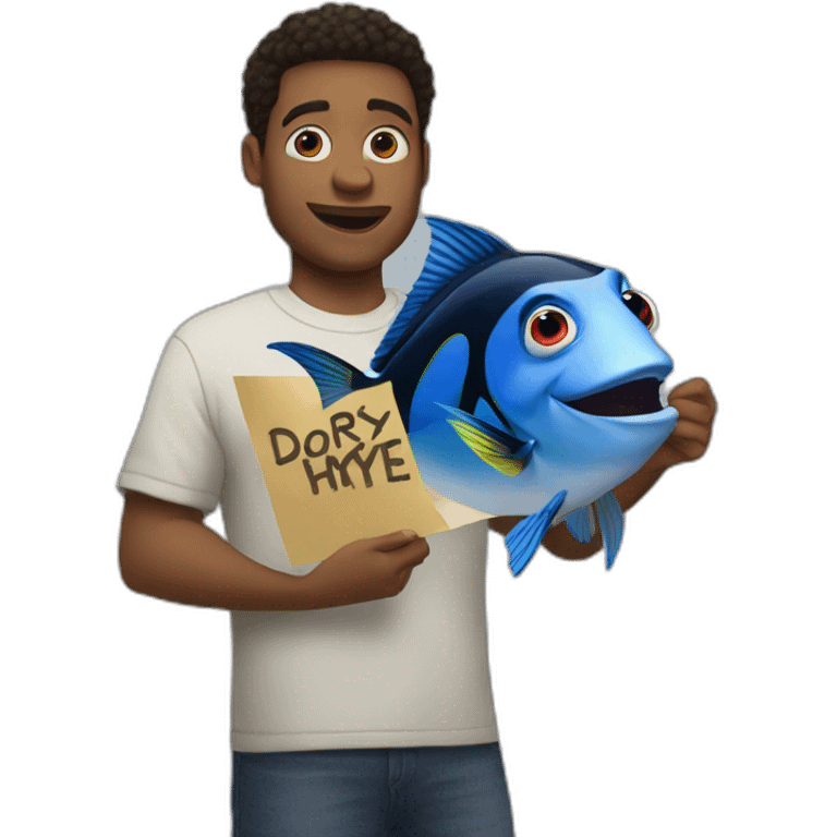 dory holding a hype sign emoji