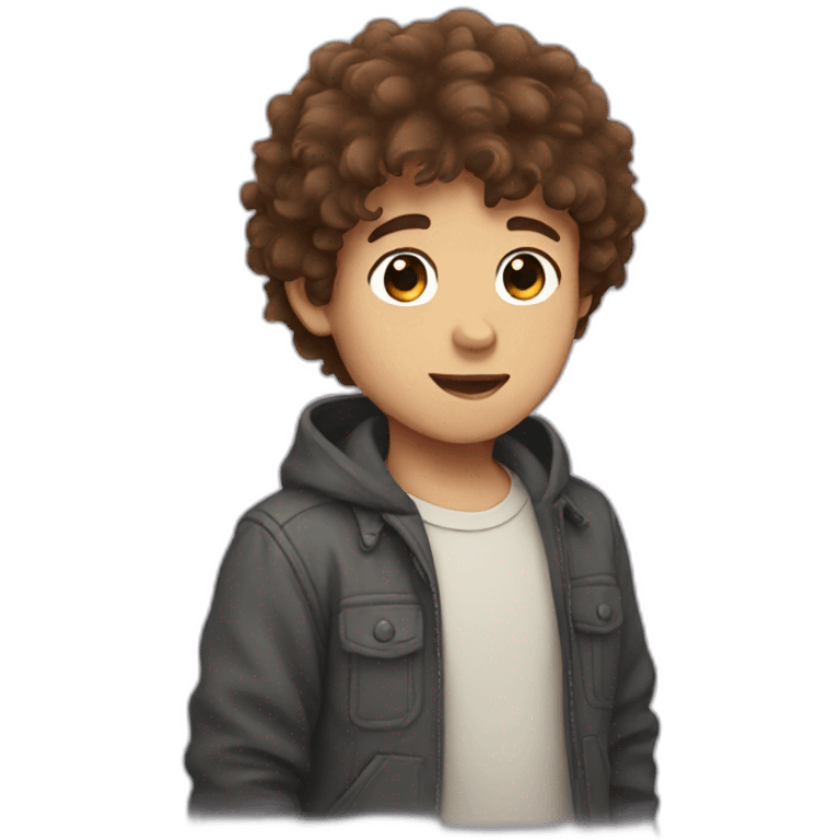 fluffy brown hair boy emoji