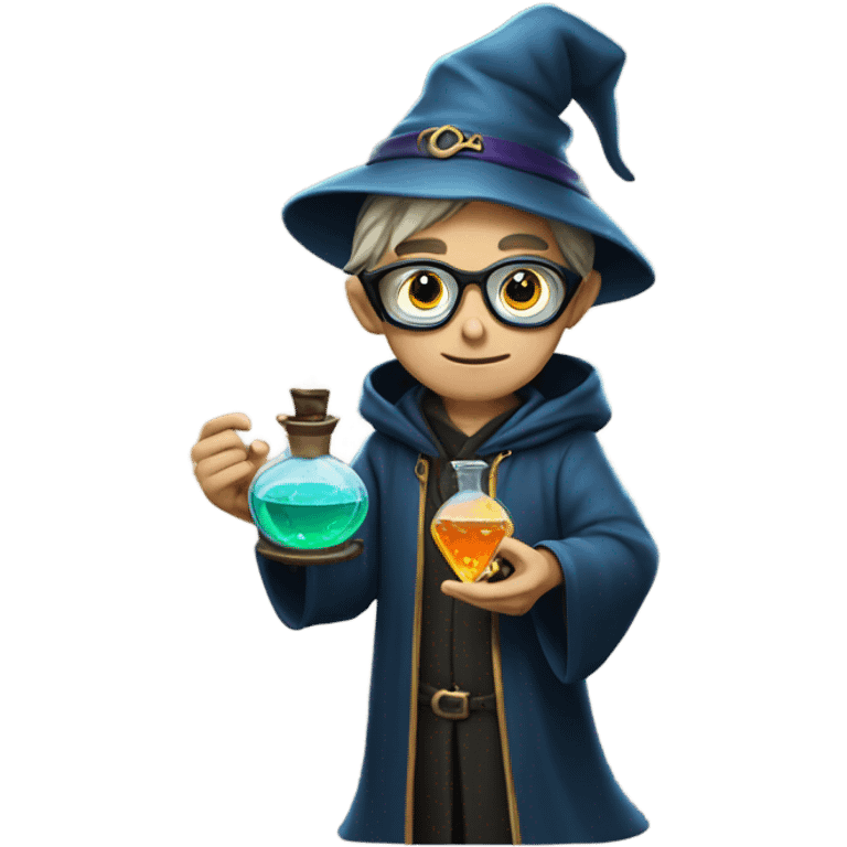 Young male wizard mixing potions and wearing sunglasses emoji