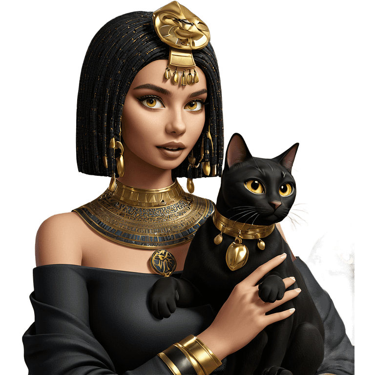 egyptian girl with black cat emoji