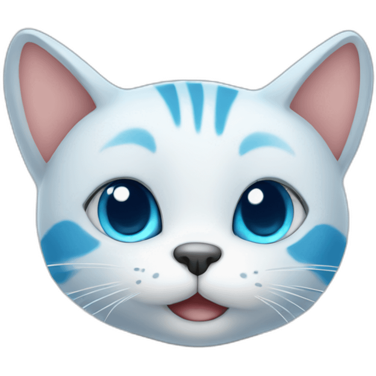 Blue cartoon cute cat emoji