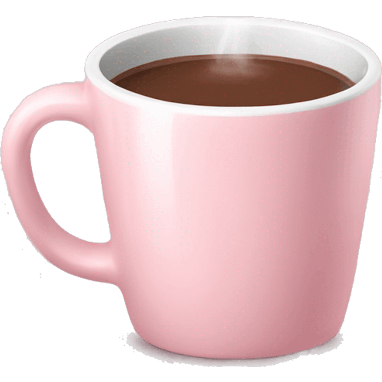 light pink mug with hot chocolate emoji