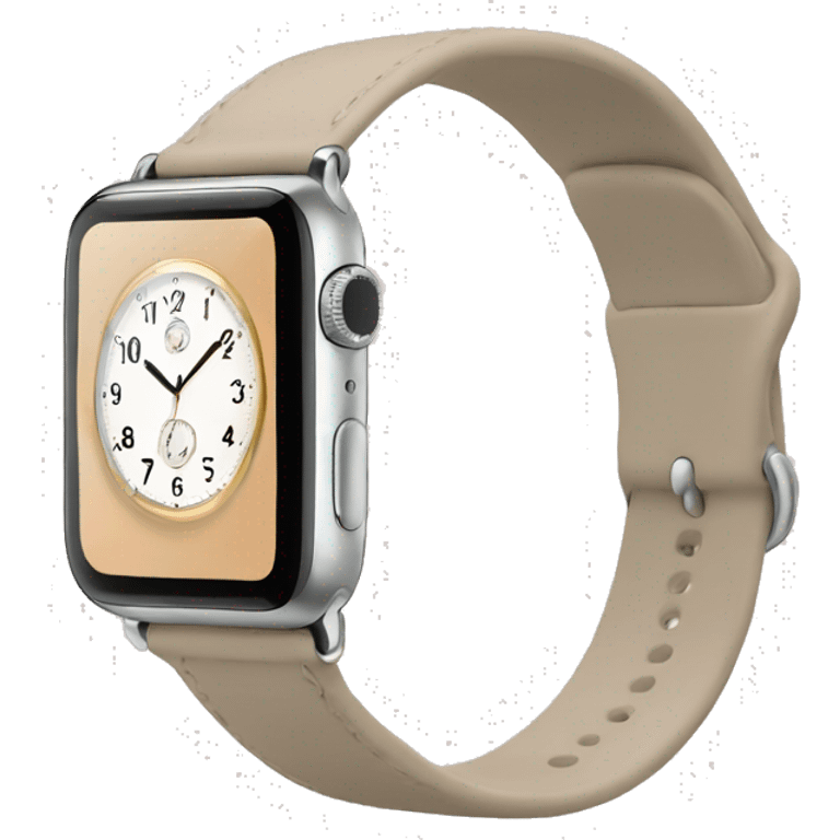 beige apple watch with beige clock face emoji