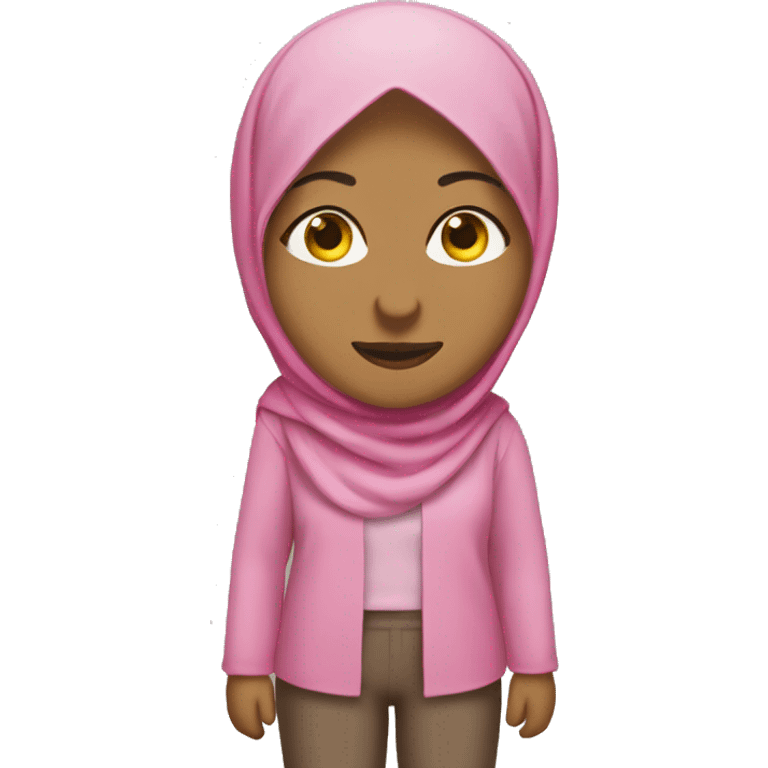 brown hijabi with pink hijab, pink pants, a light yellow top with a amputated right leg  emoji