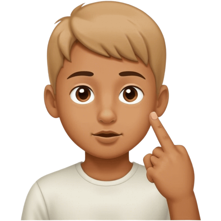 boy pointing to nose emoji