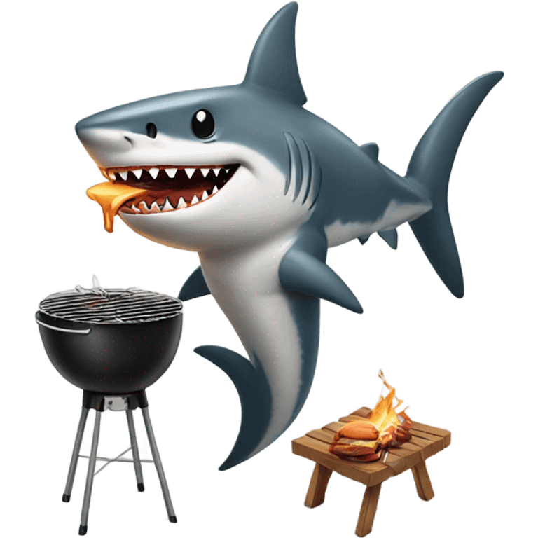 A shark barbecuing emoji