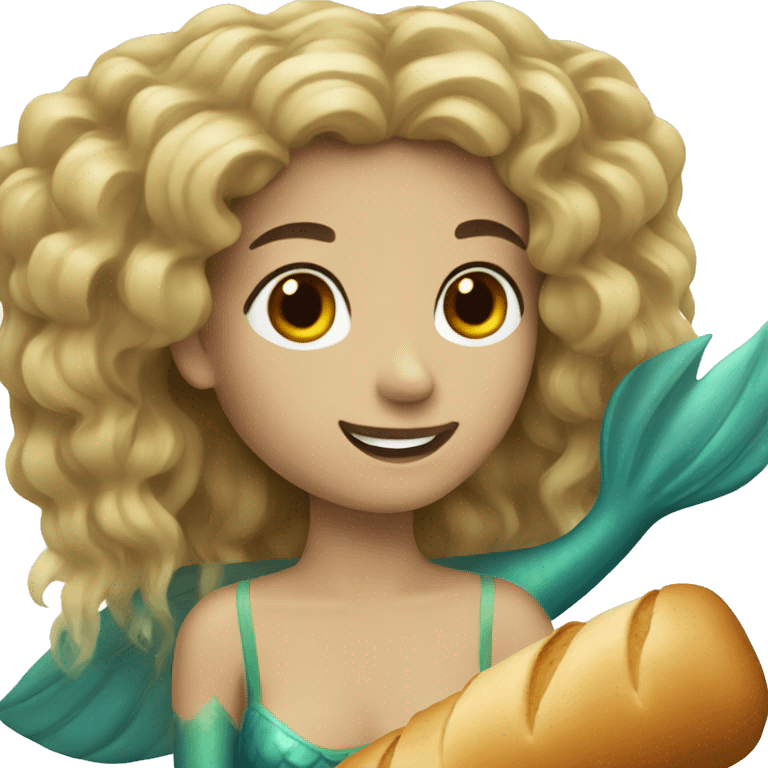 A mermaid with a baguette bread. emoji