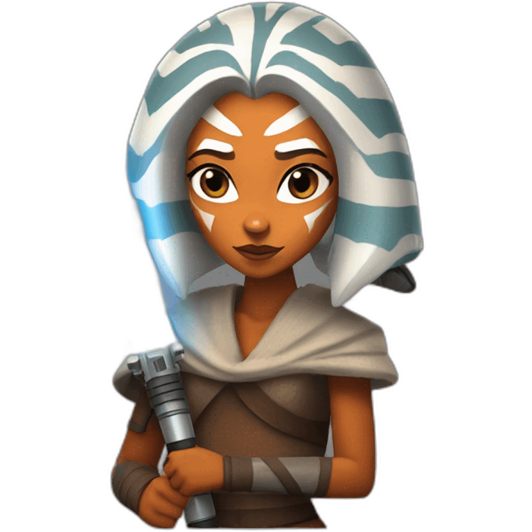 Ahsoka holding Lightsaber emoji