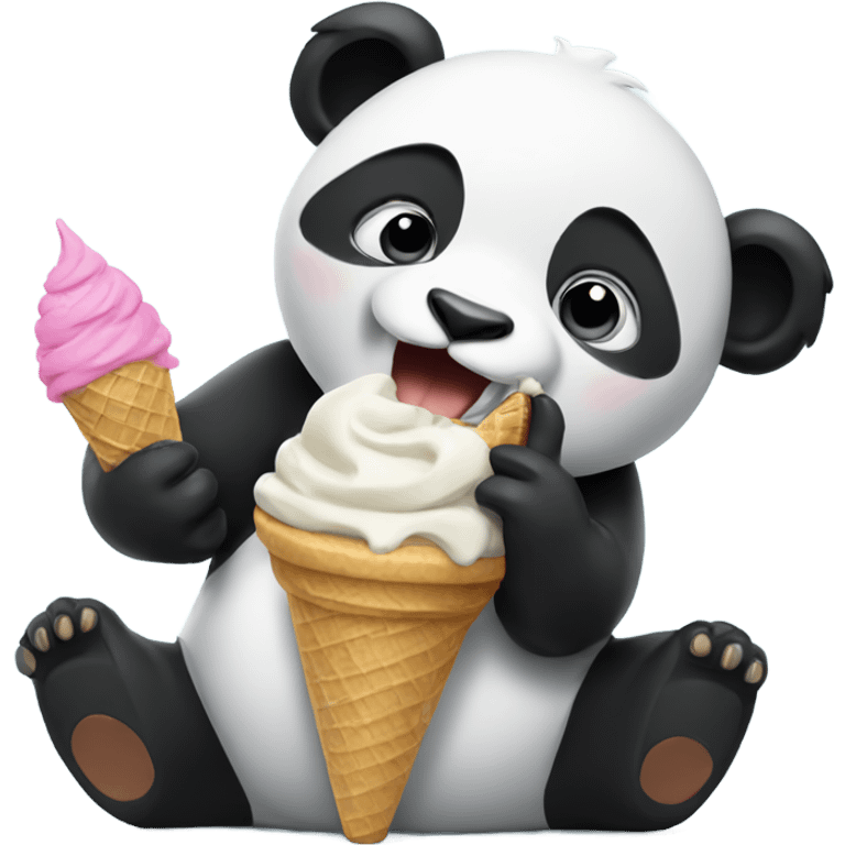 Panda eating ice cream emoji