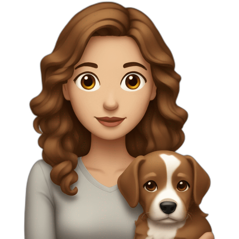 beautiful woman with brown hair and brown eyes hugging 🐕 emoji