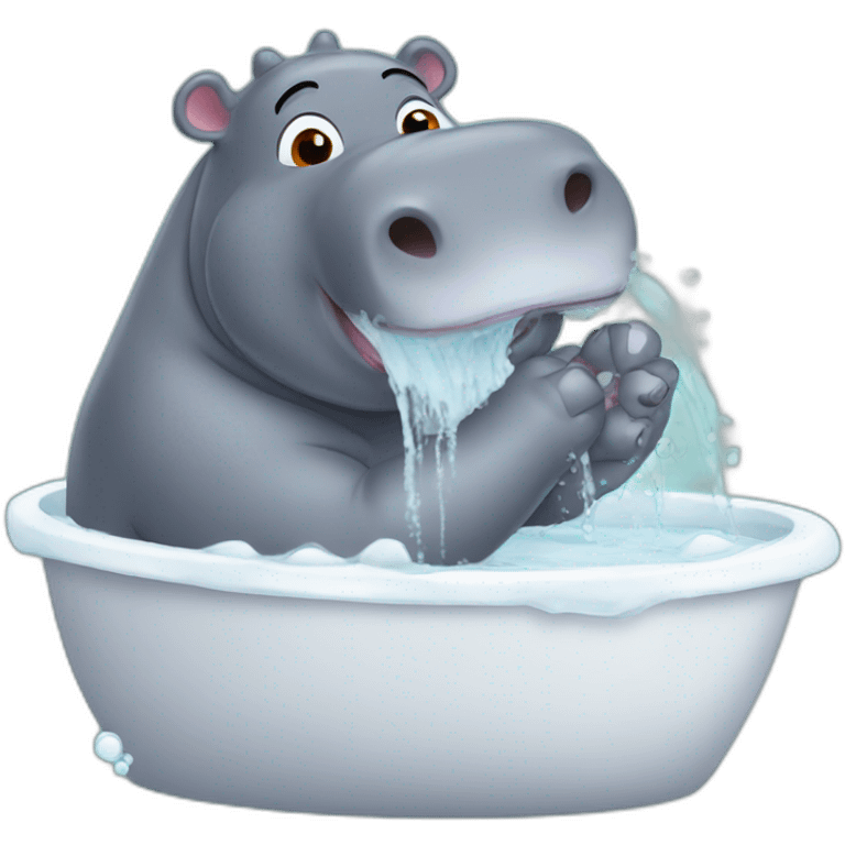 hippo taking su bath emoji