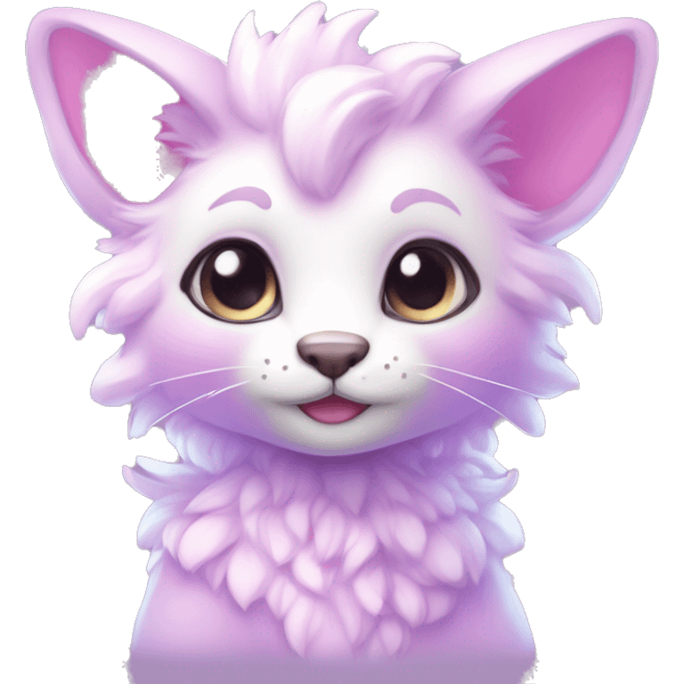 Kawaii cute colorful bright light pastel lilac-pink-white-gradient fantasy ethereal anthro fursona animal creature emoji