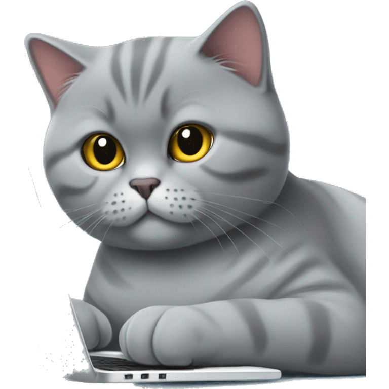 british shorthair cat trading on laptop emoji