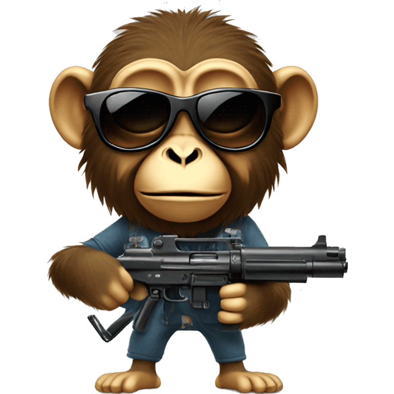 Monkey with cool sunglasses and a gun  emoji