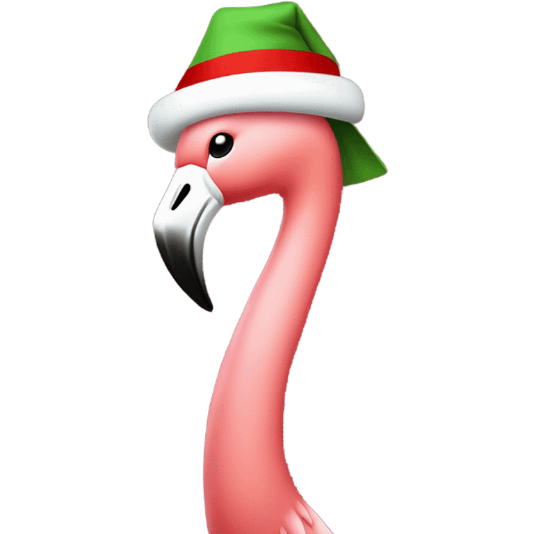 A Christmas flamingo smile emoji