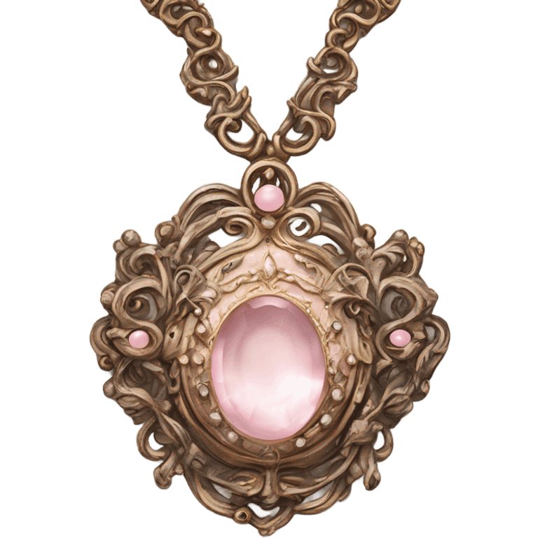 vintage rococo necklace with pale pink jewel emoji