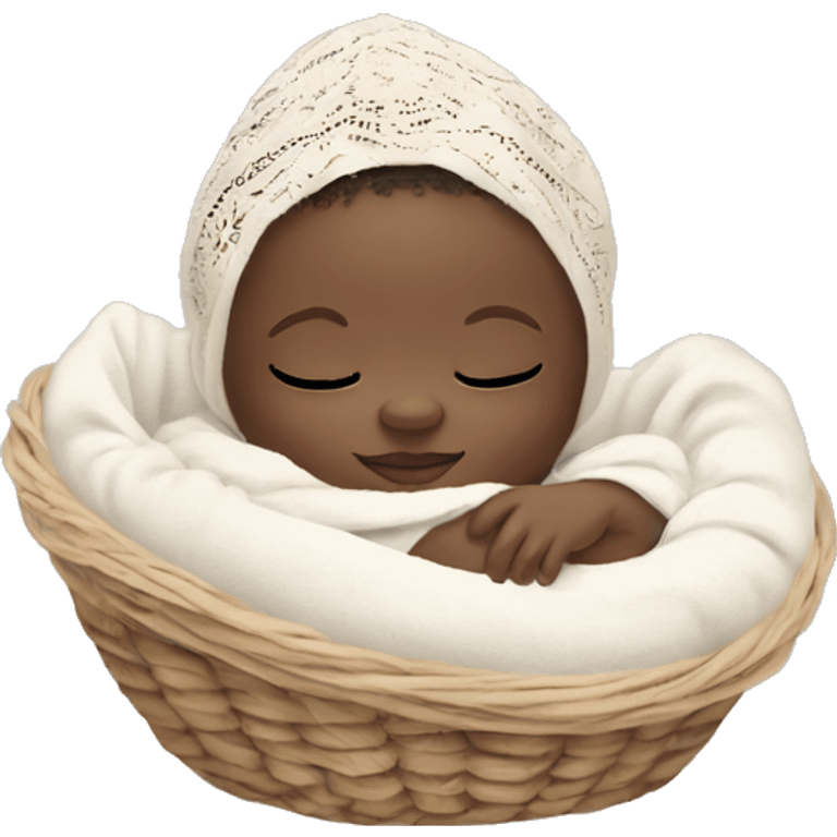 white skin newborn in boho cradle emoji