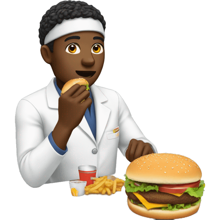 black technologist eating a burger emoji