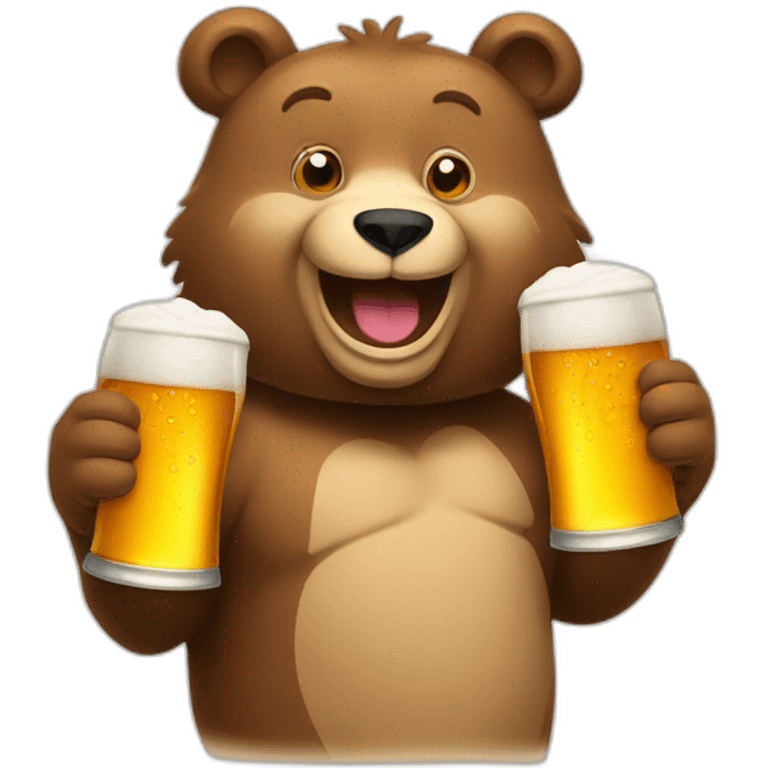 Happy bear having beer emoji