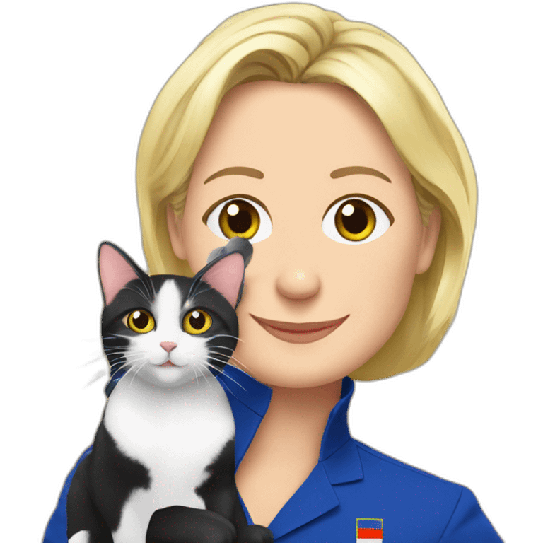 Marine le pen avec un chat emoji