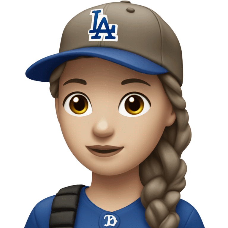 White Dodgers Girl with dark brown hair  emoji