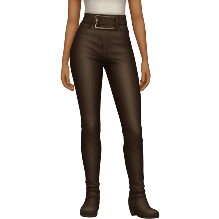 Dark brown High waisted leather pants emoji