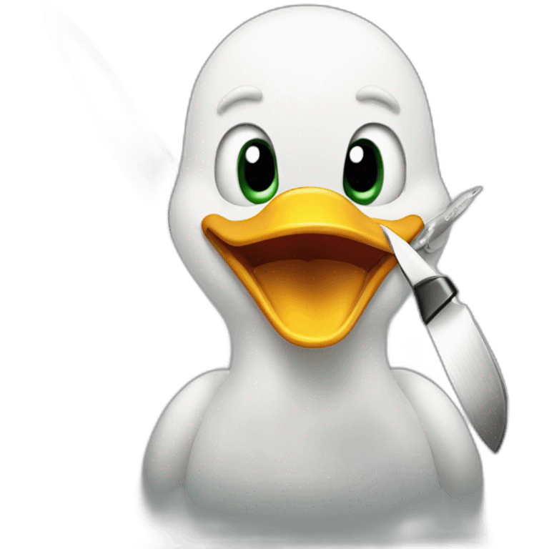 Duck pulls a knife in his teeth emoji