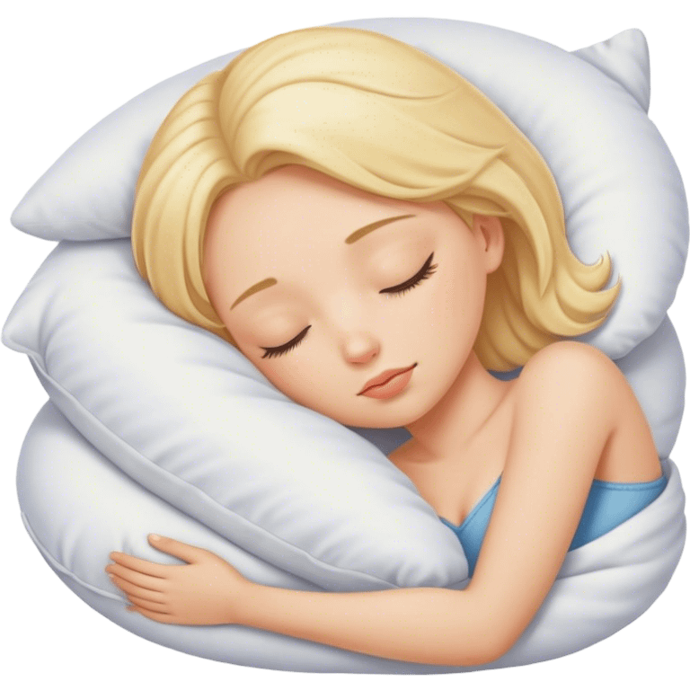 Blonde girl sleeping on a pillow emoji