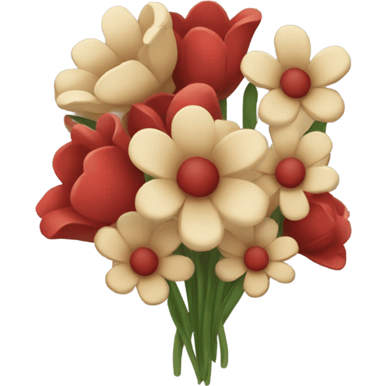 valentine flower bouquet beige red emoji