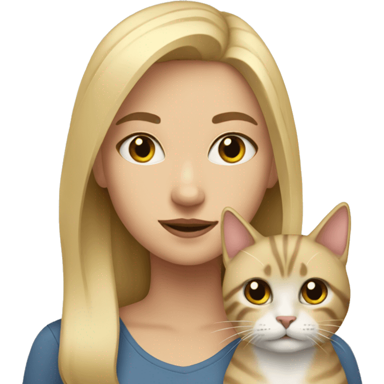 Blonde girl with a cat emoji