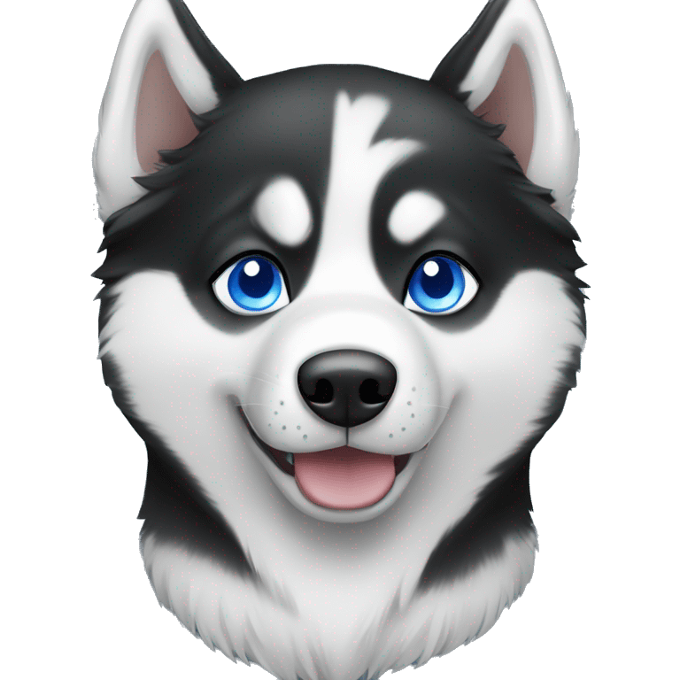 Black and white Siberian husky with blue eyes emoji