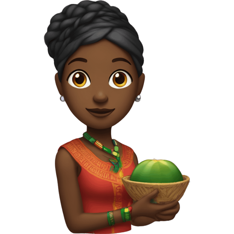 Black girl holding Kwanzaa kinara  emoji