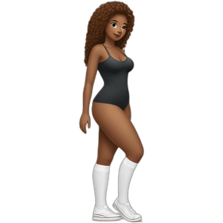 full body curvy-beauty-long-white-socks emoji