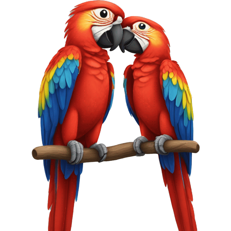 Scarlet Macaw pair love emoji