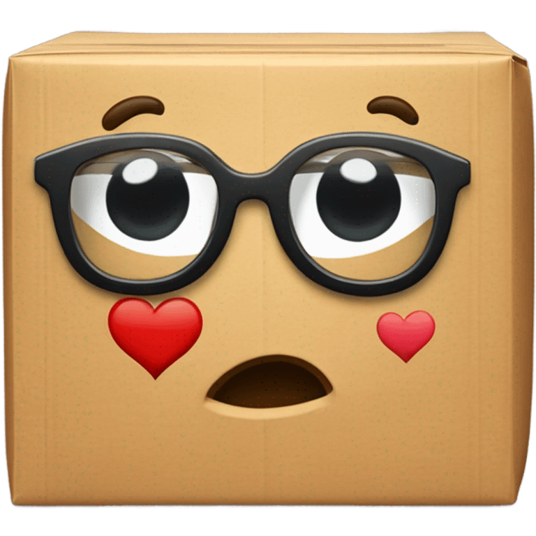 caja inteligente con lentes encima de un corazon gigante emoji