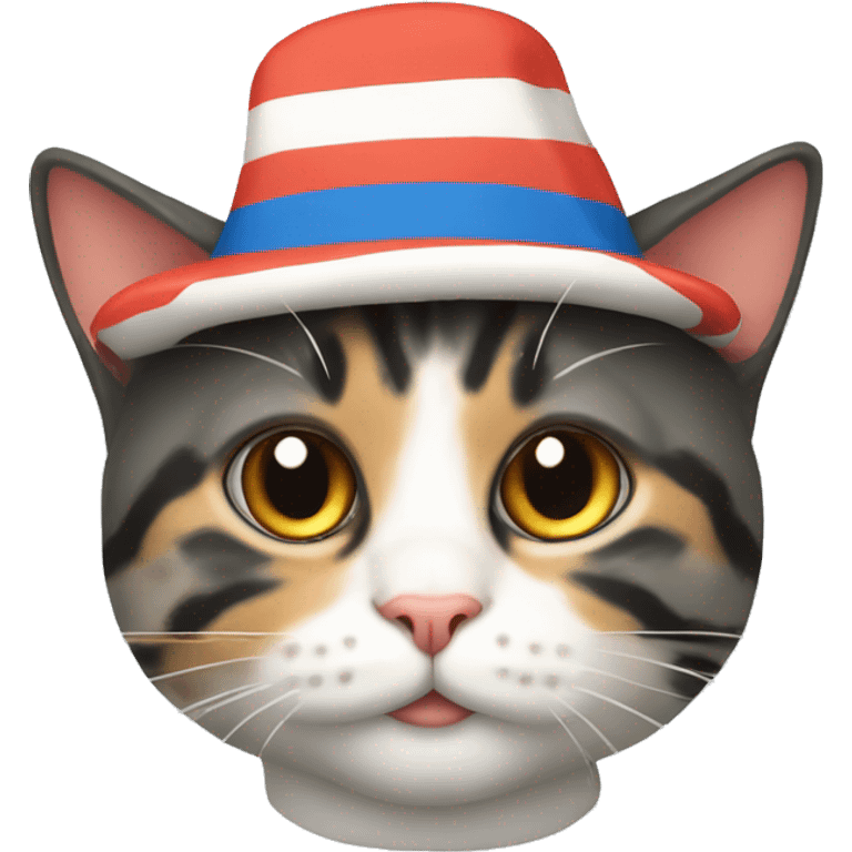 Tricolor cat with fish hat  emoji