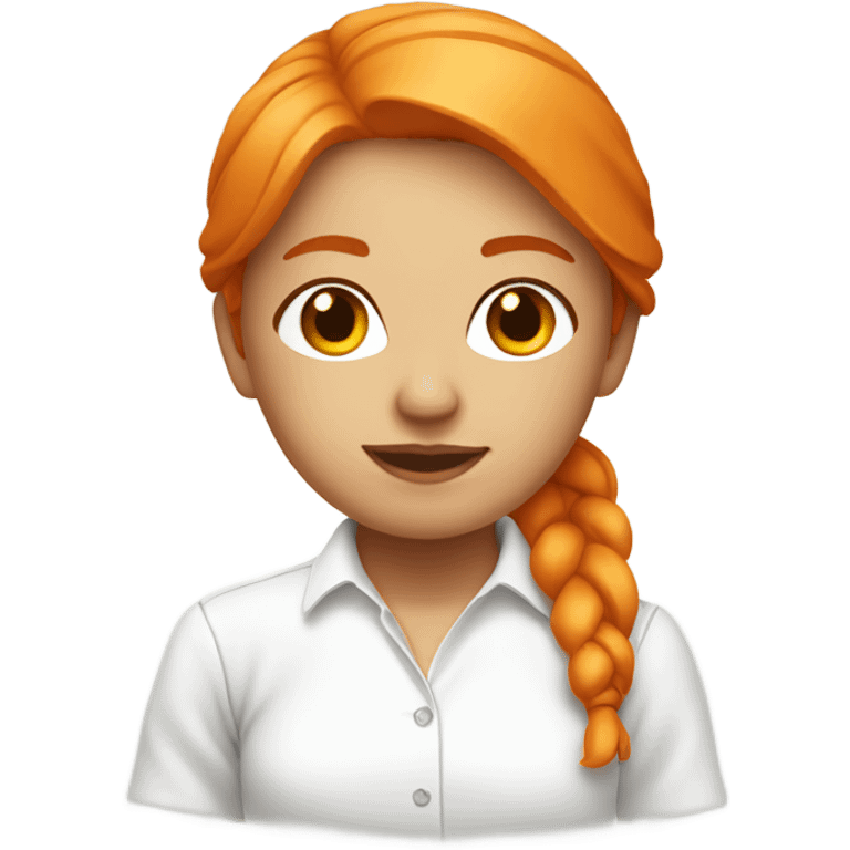 Orange hair girl with white shirt and white blouse emoji