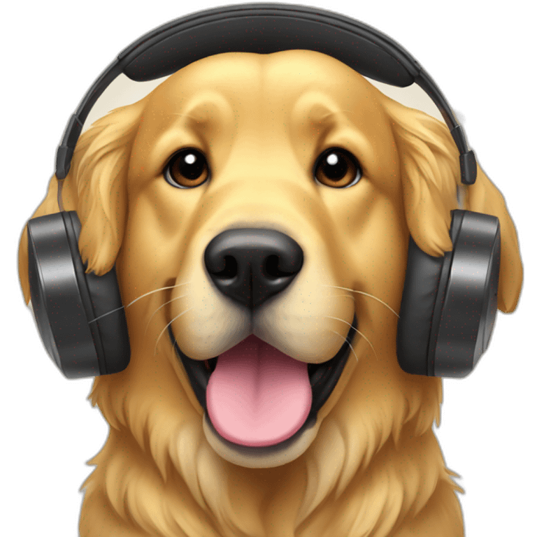 Golden retriever with headphones  emoji