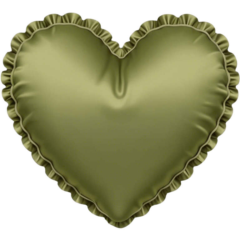 Olive color silk heart shaped pillow with ruffles emoji