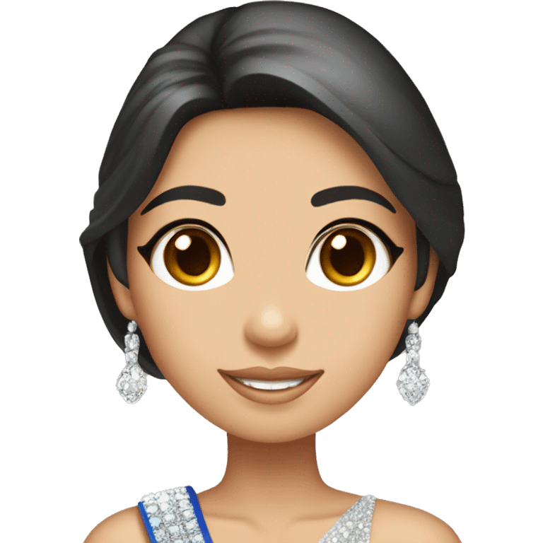 Miss universe Thailand with tan skin and long straight hair and wearing a crown emoji