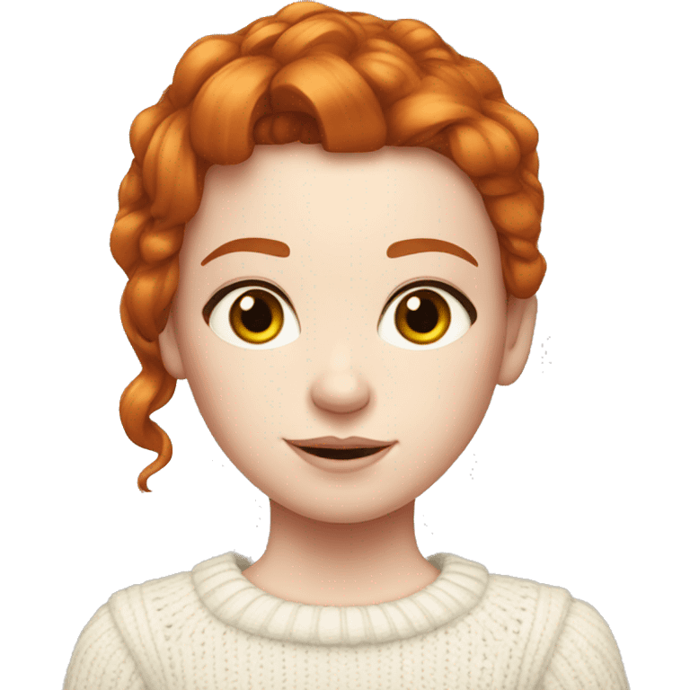 Red-haired girl with bow in hair with pale skin white sweater emoji