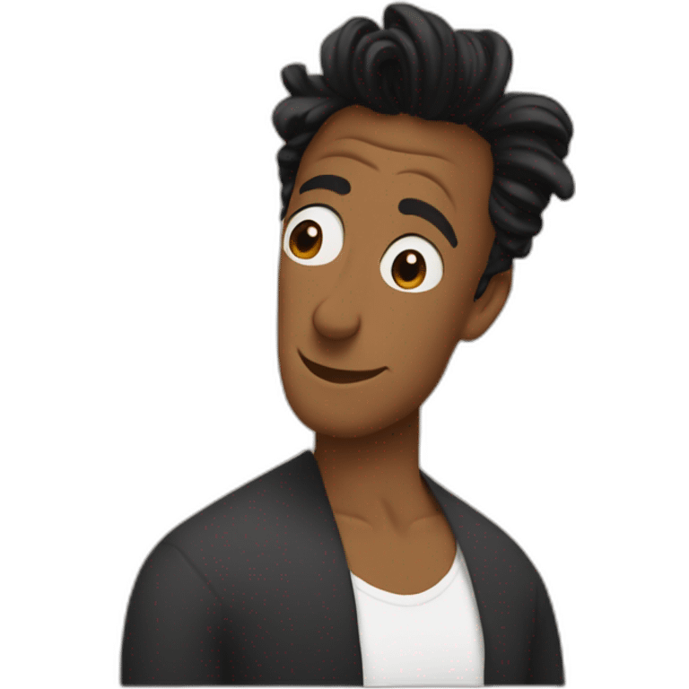 Simon Baker kiss-kiss a black girl brown eyes and sblack hair in a bun emoji