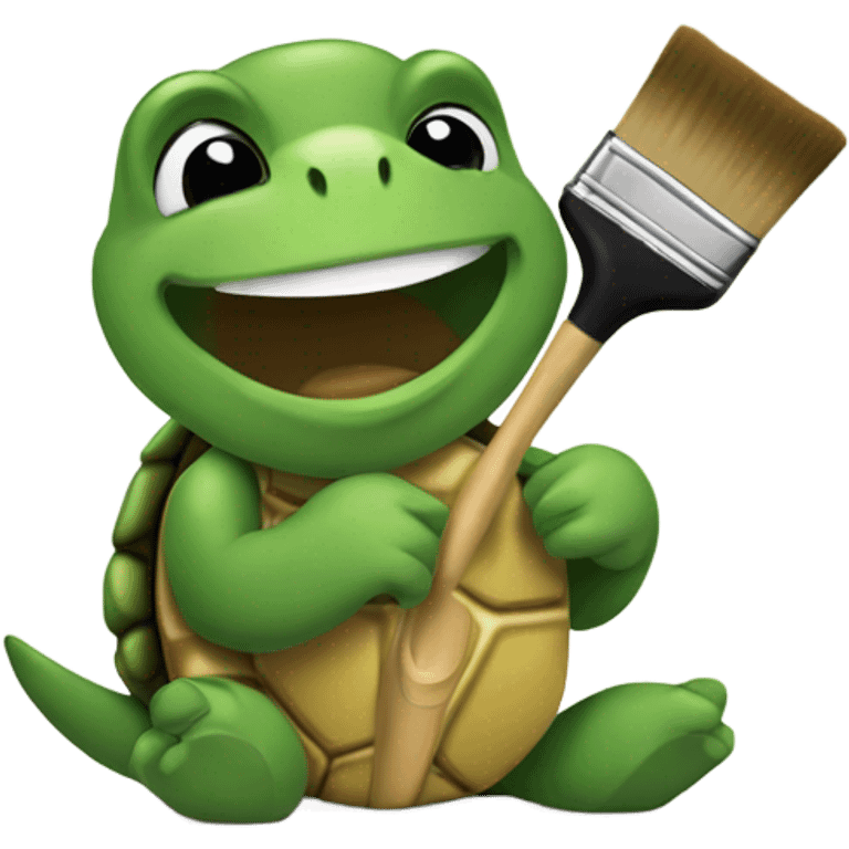 Turtle with a painting brush  emoji