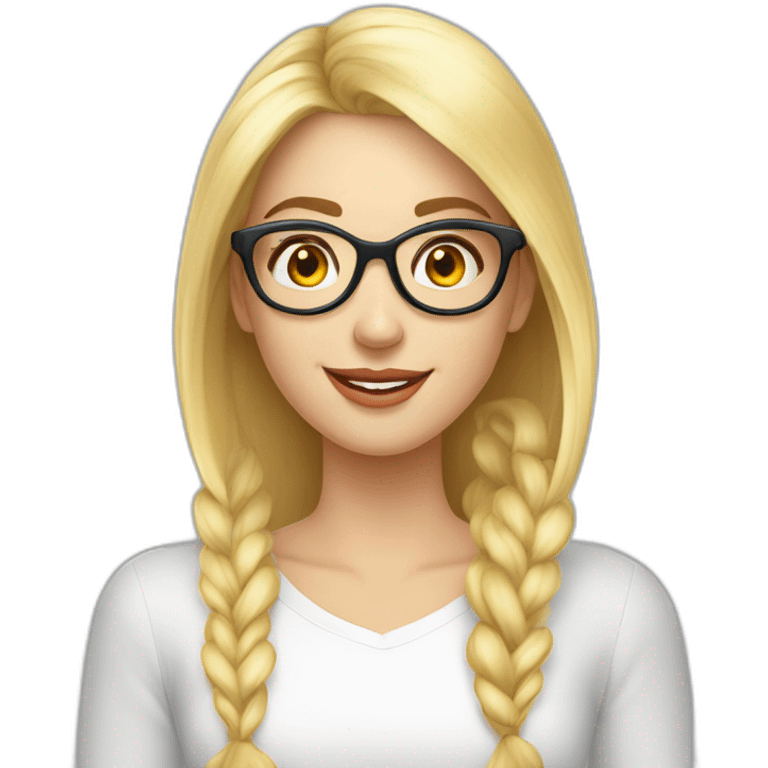 Femme adulte cheveux blanc lisse long lunette emoji